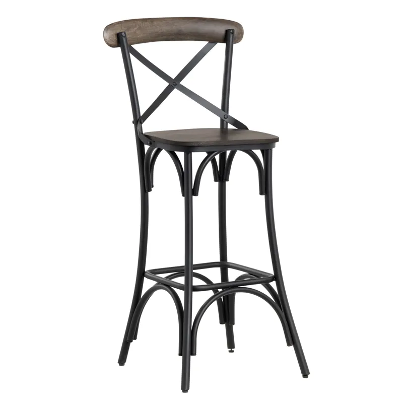 Set Of 2 Solid Mango And Iron Barstools