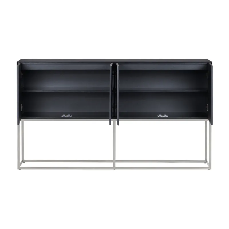 Reverse Painted Glass 4-door Media Credenza/sideboard