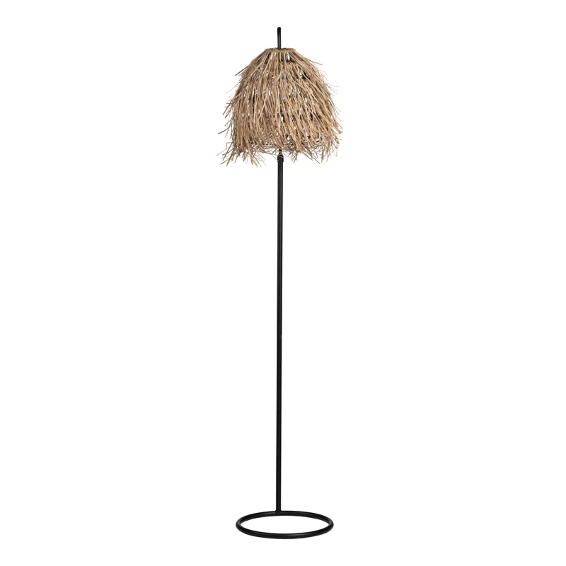 Metal Floor Lamp With Rafia Shade