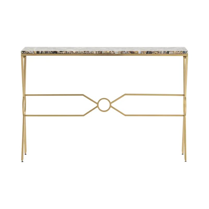 Gold And Blue Agate Top Console Table