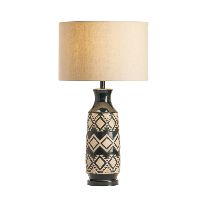 Resin Table Lamp With Oat Linen Shade