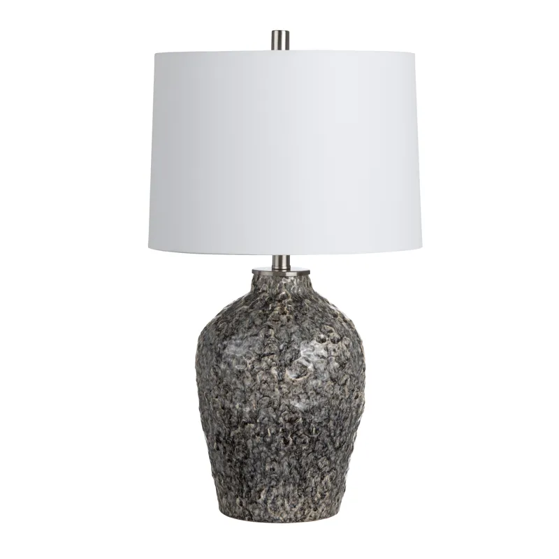 Blue Gray Textured Ceramic Table Lamp With Shade