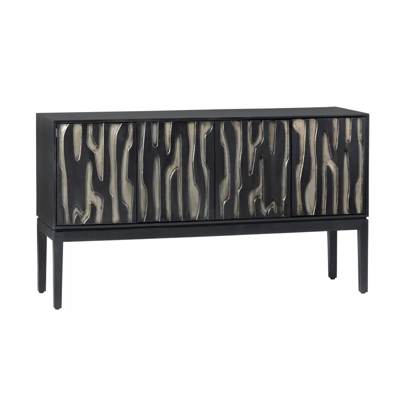 Smooth Black And Tan 4-door Media Credenza/sideboard