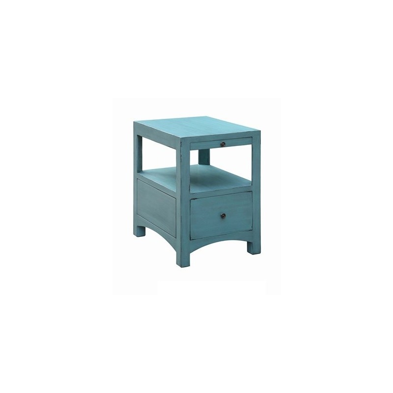 Langley Antique Blue 1 Drawer / 1 Pull Shelf Side Table
