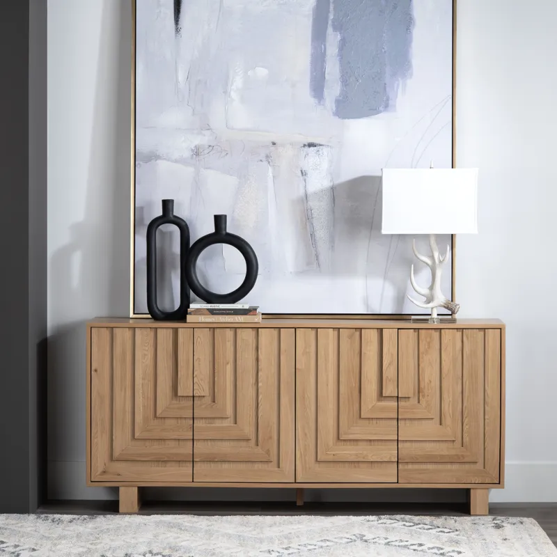 Brown Solid Wood 4-door Media Credenza/sideboard