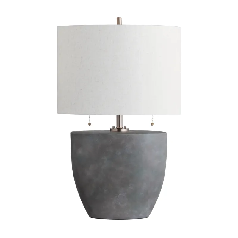 H Ceramic Table Lamp With Linen Shade