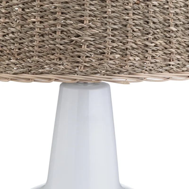 Ceramic & Rattan Table Lamp With Rattan Shade