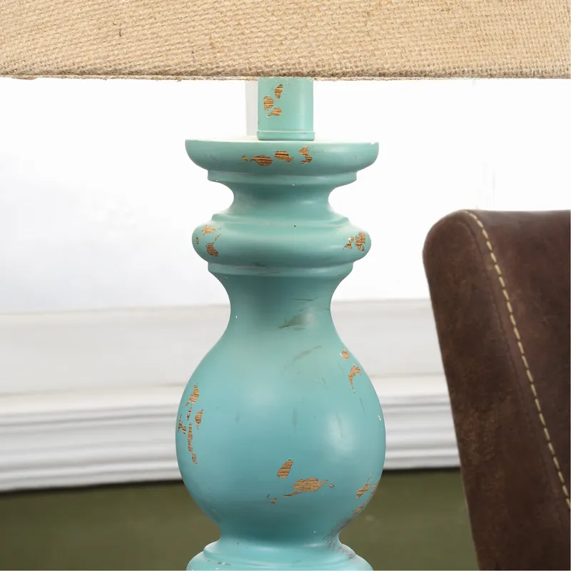 Kirksey Resin Distressed Turquoise Table Lamp