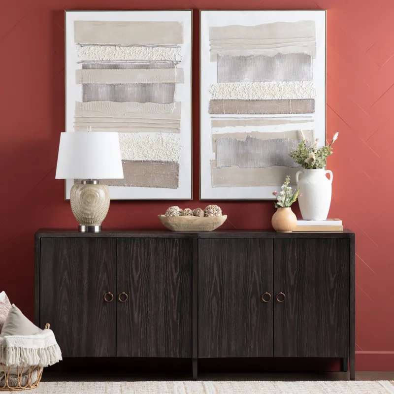 Dark Brown 4-door Reeded Media Credenza/sideboard