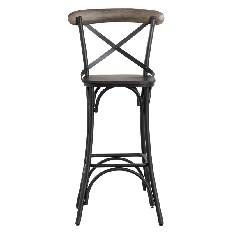 Set Of 2 Solid Mango And Iron Barstools