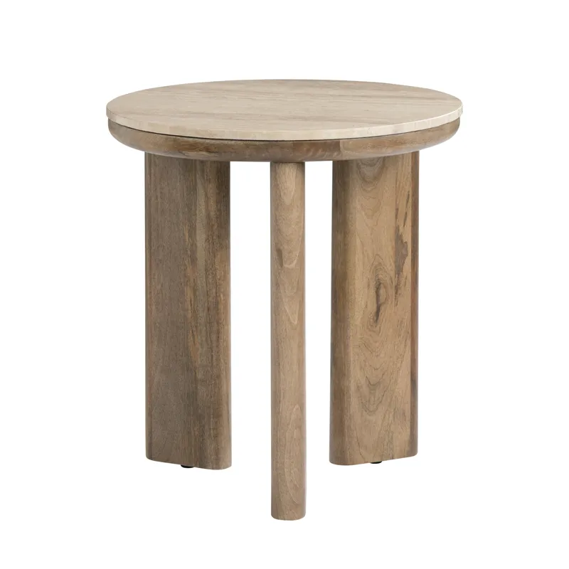 Round Brown Wooden Accent/end Table