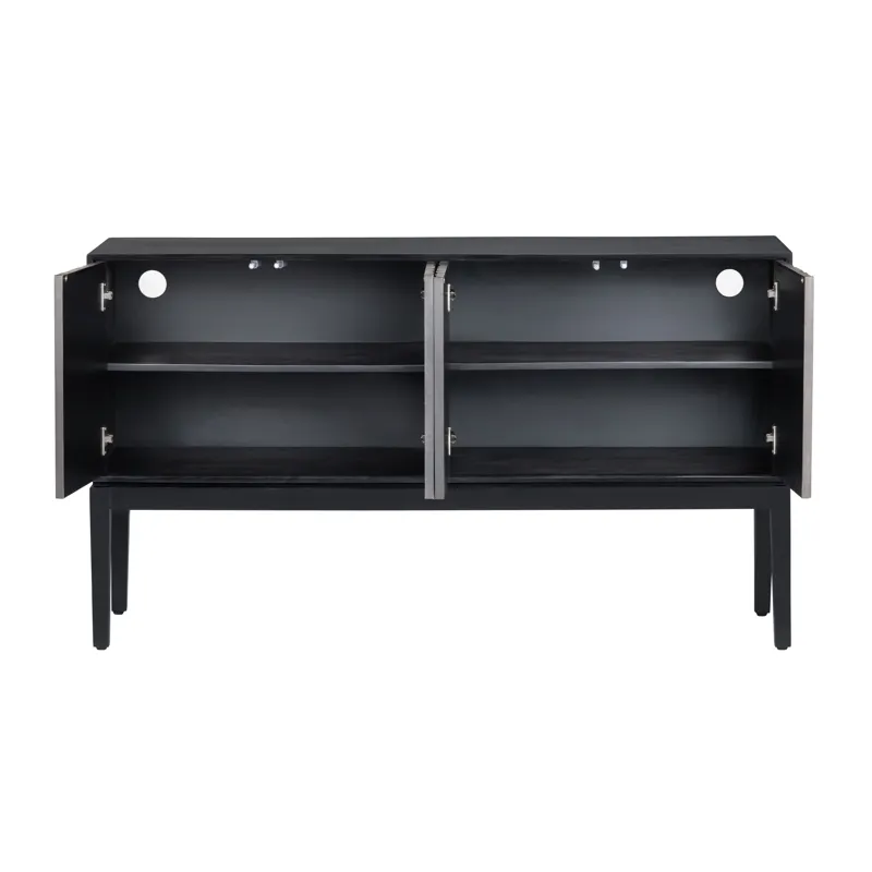 Smooth Black And Tan 4-door Media Credenza/sideboard