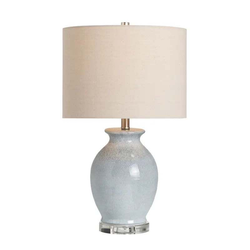 Set Of 2 Ceramic & Crystal Base Table Lamp With Linen Shade