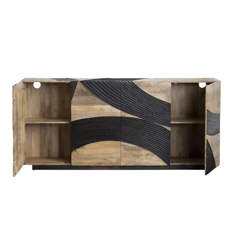 Brown Solid Wood 4-door Media Credenza/sideboard