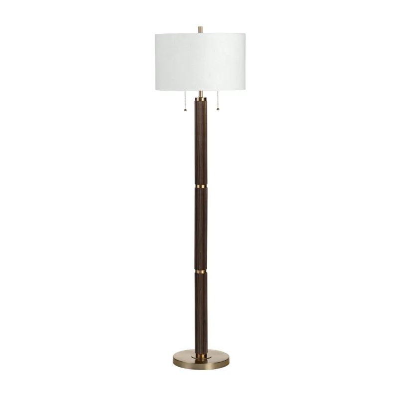 Wood & Metal Floor Lamp With Linen Shade