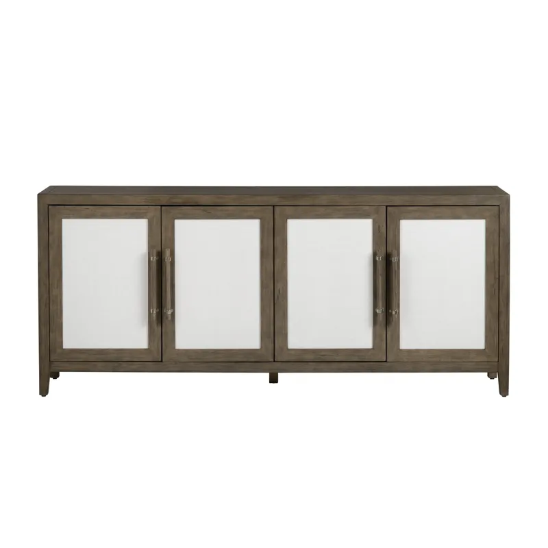 Deep Brown 4-door Rattan Media Credenza/sideboard