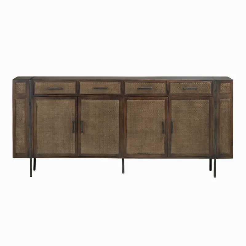 Dark Cherry Brown 4-door, 4 Drawer Media Credenza/sideboard