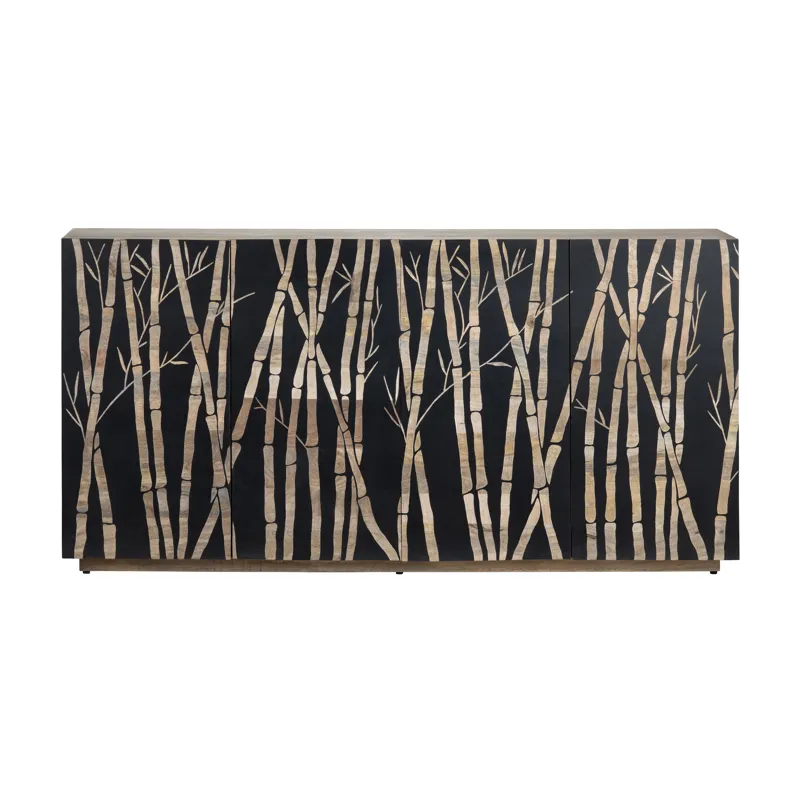 Brown & Black 4-door Media Credenza/sideboard