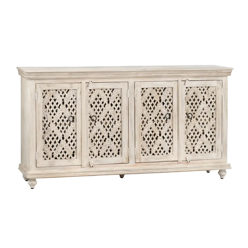 Solid Wood 4-door Media Credenza/sideboard