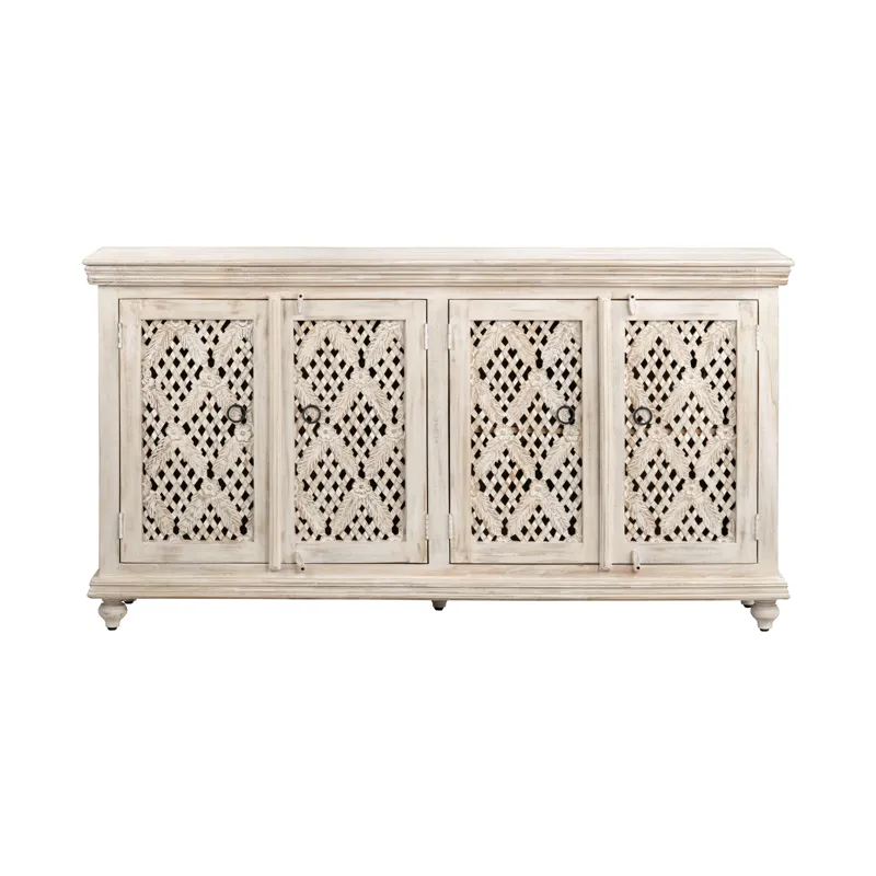 Solid Wood 4-door Media Credenza/sideboard