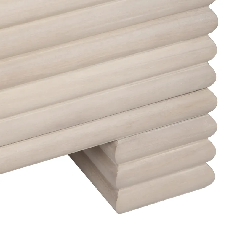 Cream Wood 4-door Reeded Media Credenza/sideboard