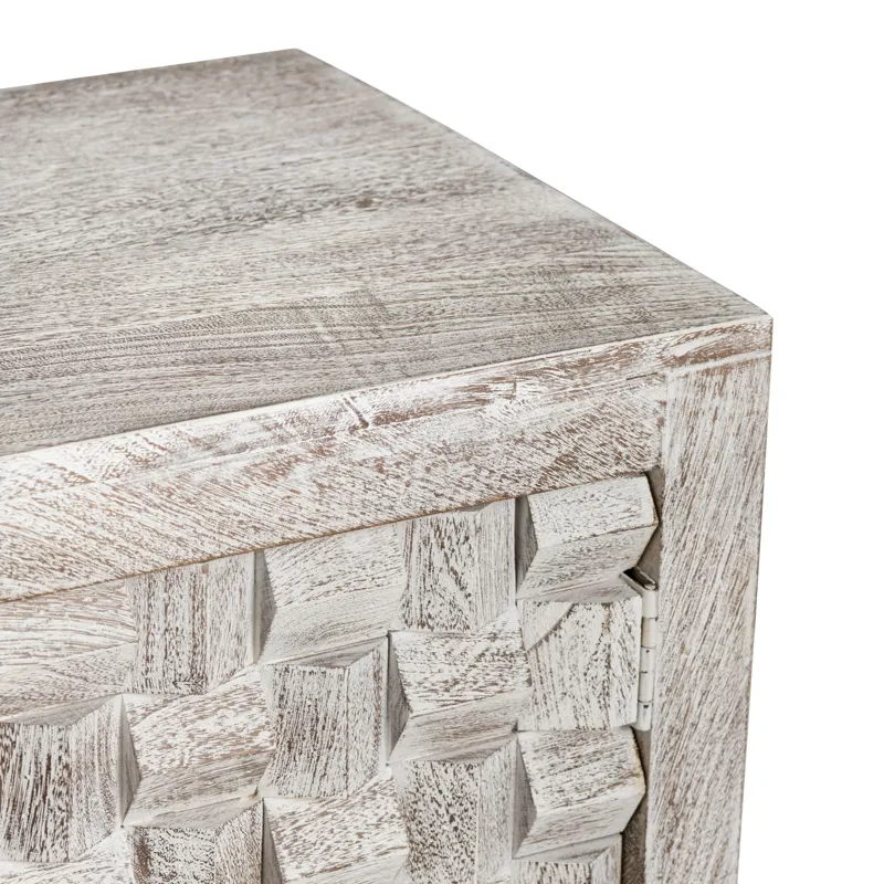 White-washed Mango Wood 4-door Sideboard