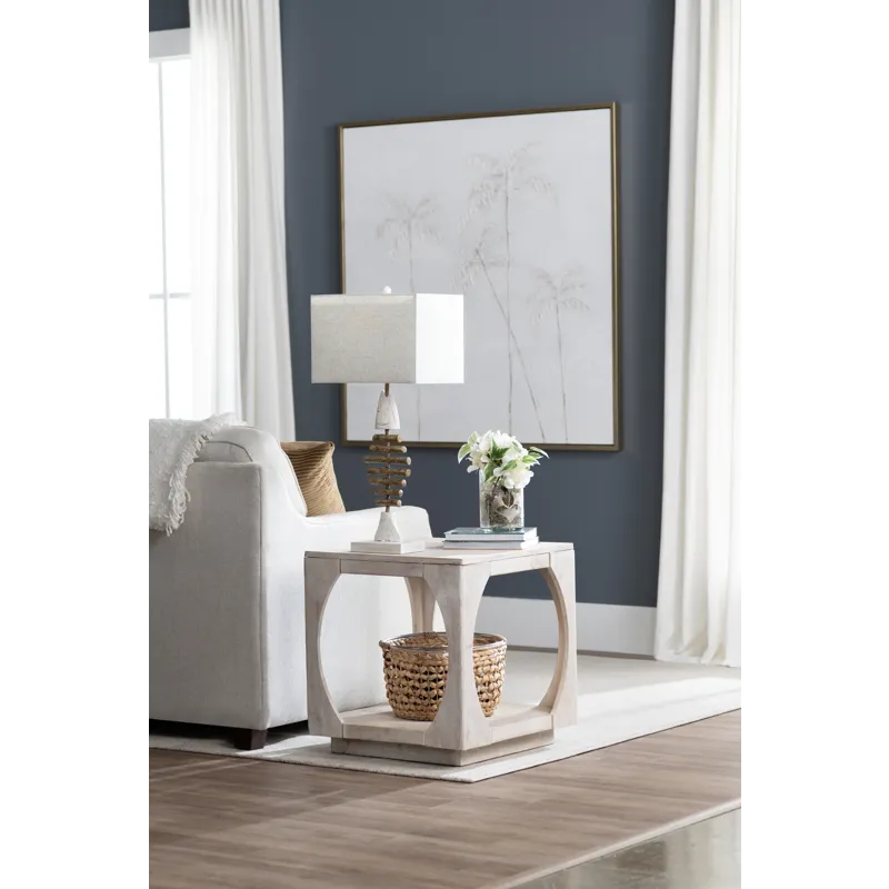 Resin Table Lamp With Coastal Fish Design And Linen Shade