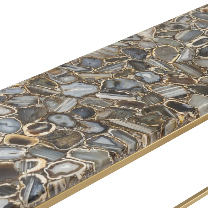 Gold And Blue Agate Top Console Table