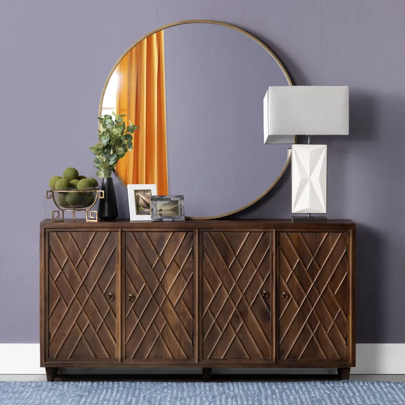 Solid Wood 4-door Media Credenza/sideboard