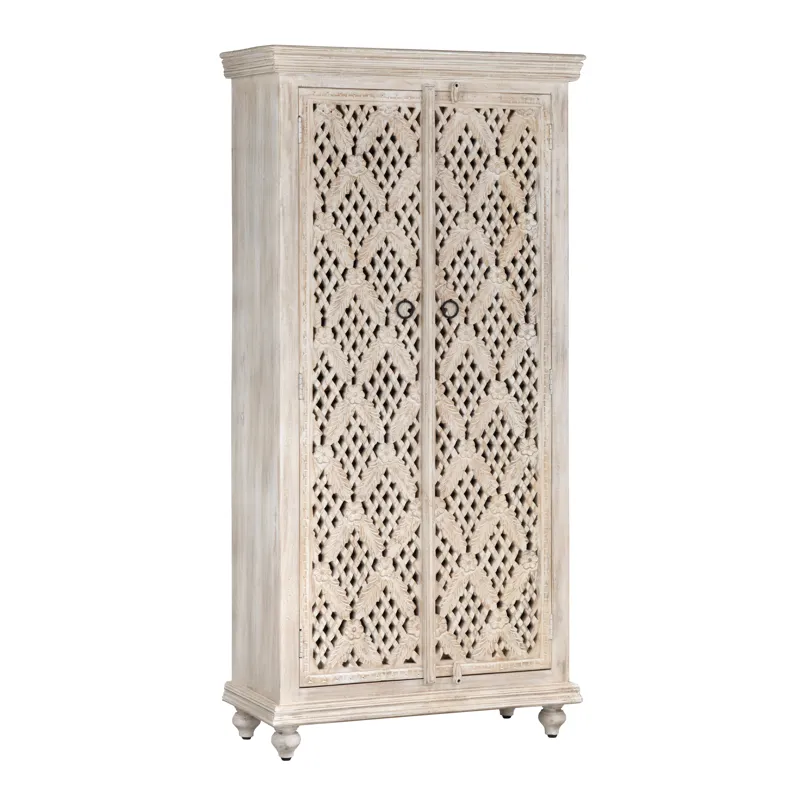 Lattice Two-door Tall Curio Cabinet