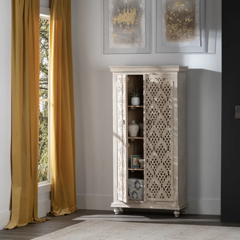 Lattice Two-door Tall Curio Cabinet