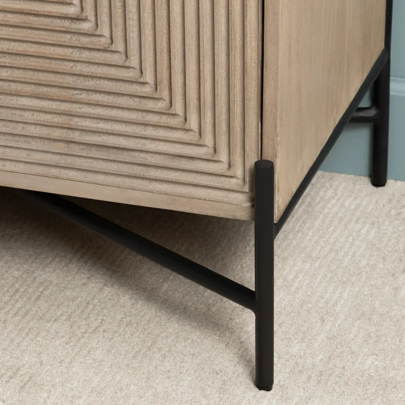 Brown Solid Wood And Metal 4-door Media Credenza/sideboard