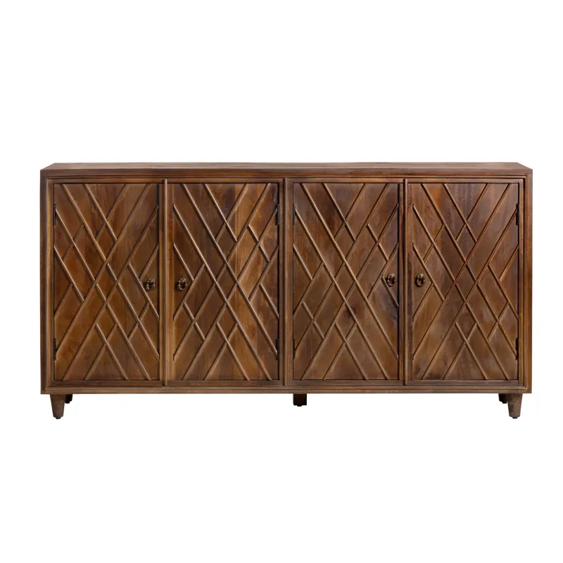 Solid Wood 4-door Media Credenza/sideboard