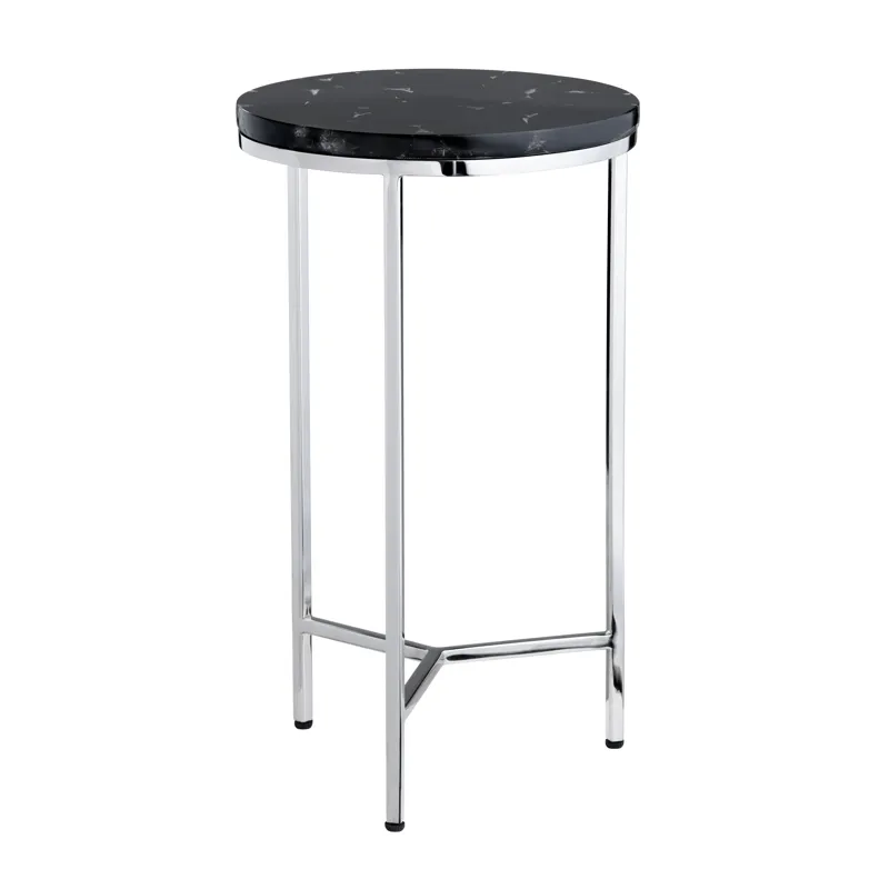 Black Marble Round Accent/end Table