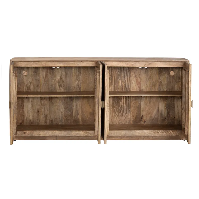 Brown Solid Wood 4-door Media Credenza/sideboard