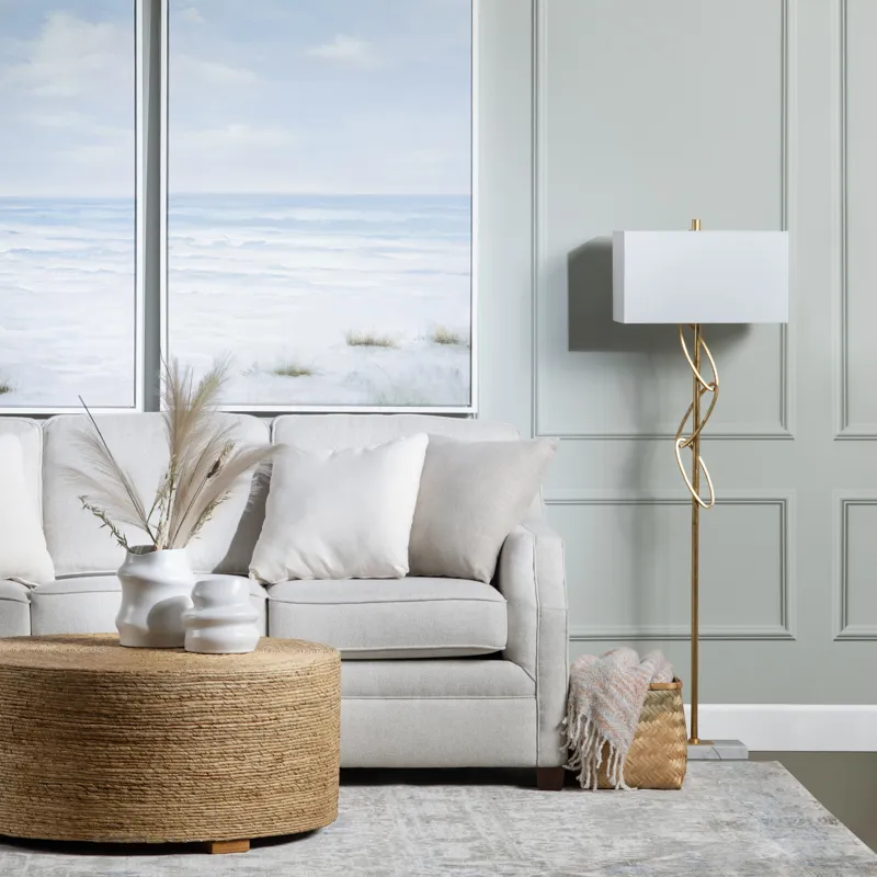 Metal Floor Lamp With Linen Shade