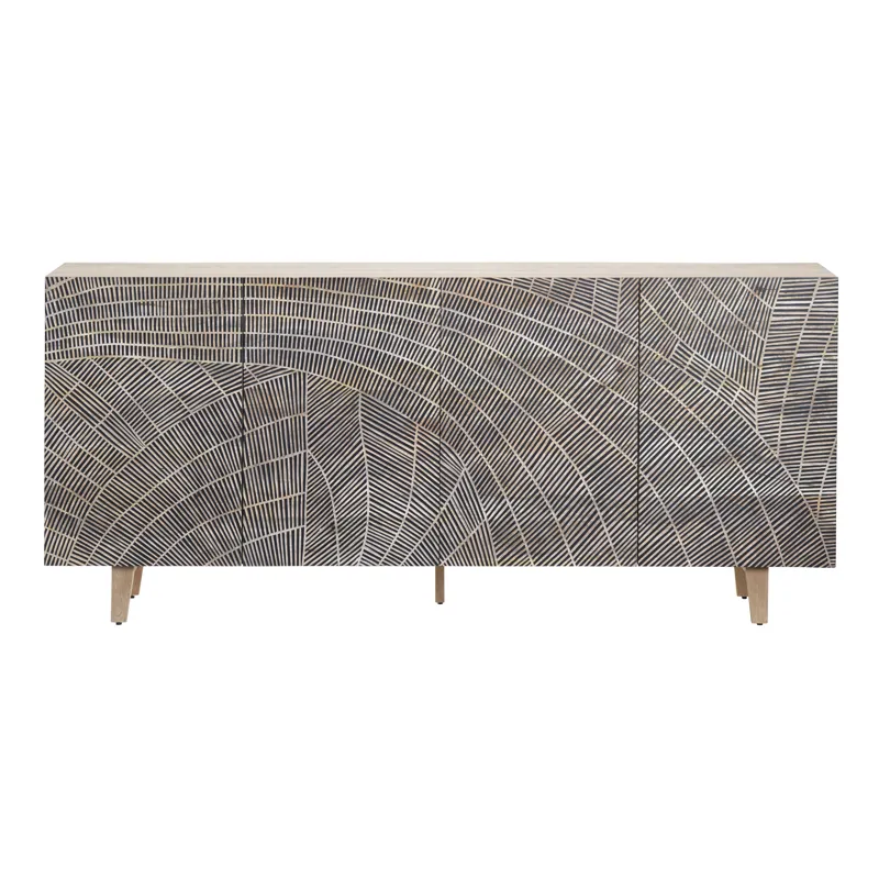 Solid Wood 4-door Media Credenza/sideboard
