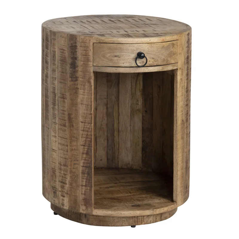 Solid Mango Brown Round Accent/end Table