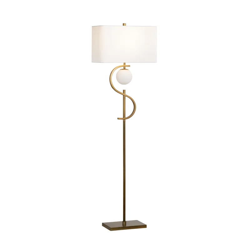 Metal Floor Lamp With Led Night Light And Linen Shade