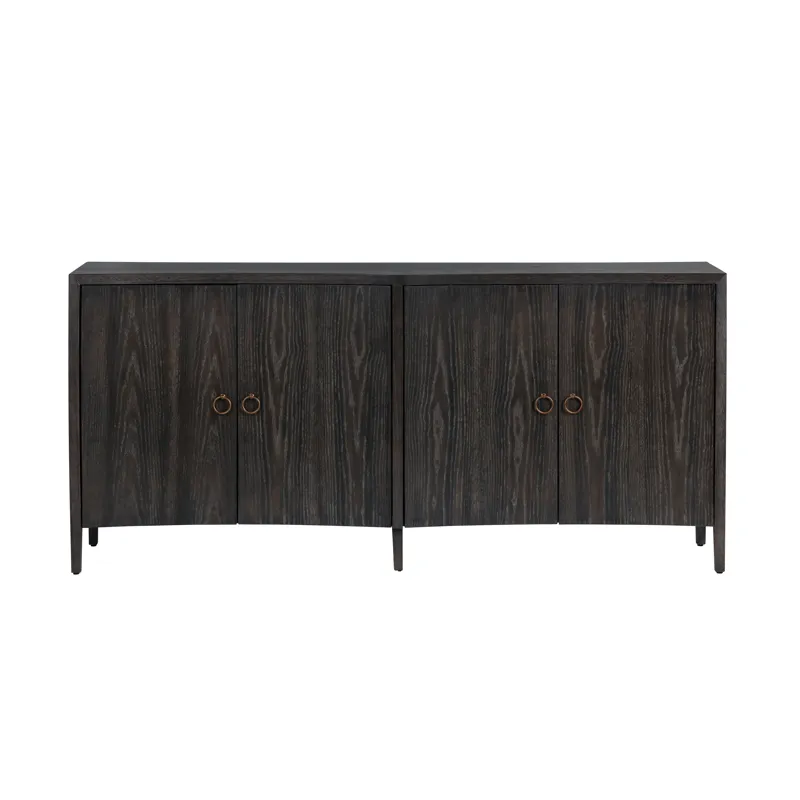 Dark Brown 4-door Reeded Media Credenza/sideboard