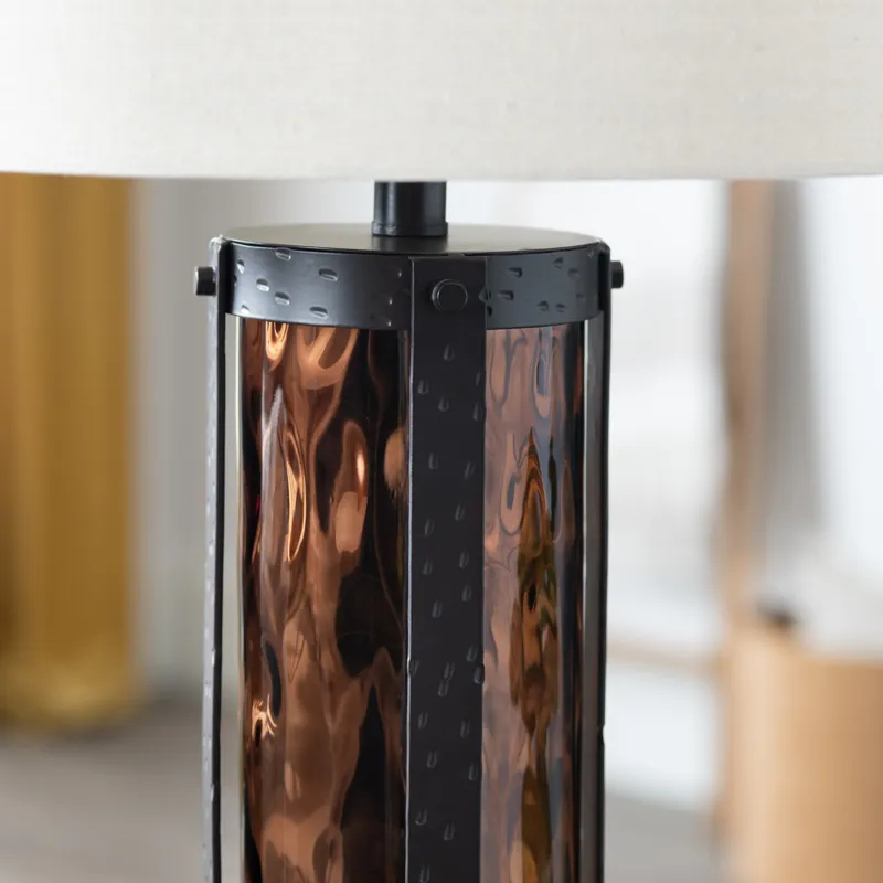Set Of 2 Crass & Metal Table Lamp With Nighlight And Linen Shade