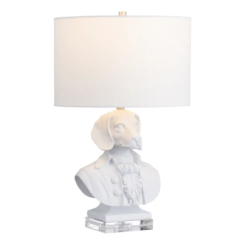 Resin & Crystal Table Lamp With Linen Shade
