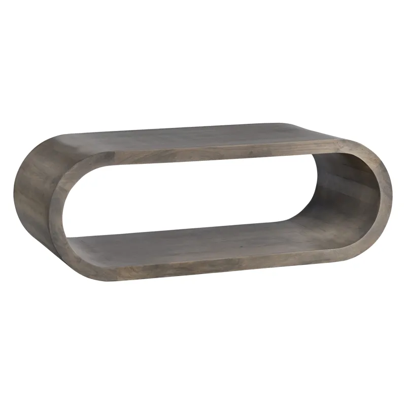 Grey Mango Wood Cocktail Table With Shelf