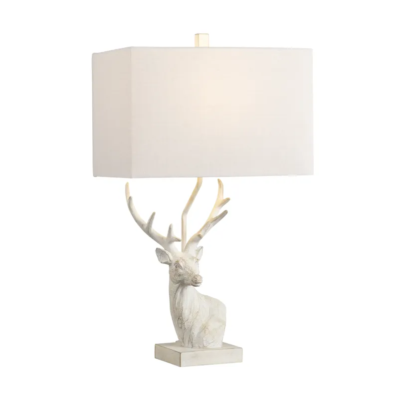 Resin Table Lamp With Linen Shade