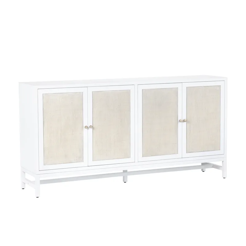 White-washed And Cream 4-door Media Credenza/sideboard