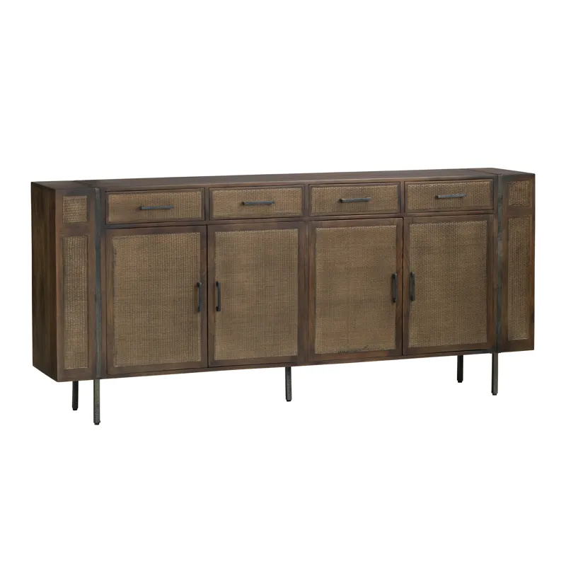 Dark Cherry Brown 4-door, 4 Drawer Media Credenza/sideboard