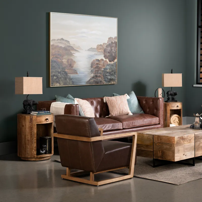 Solid Mango Brown Round Accent/end Table