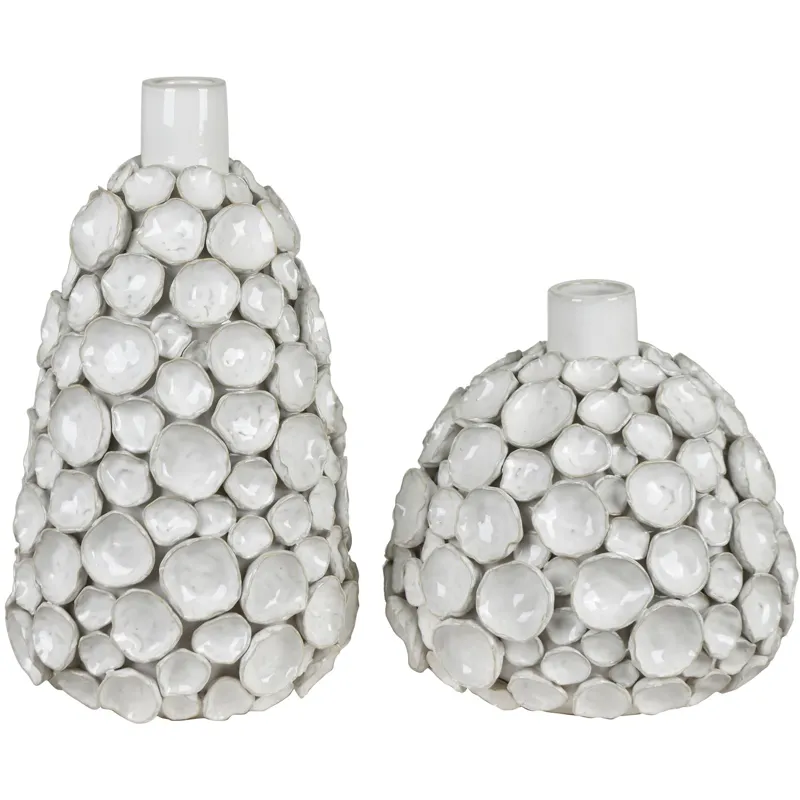 Emile 2-piece Textured White Ceramic Vase Set