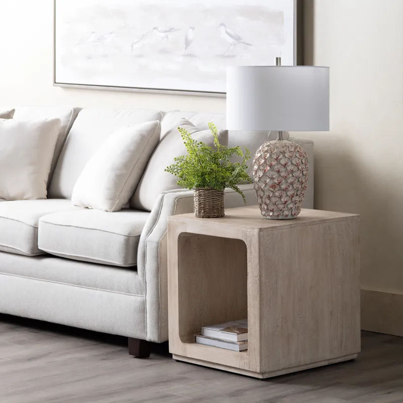 Ceramic Table Lamp With Glazed Finish And Shade