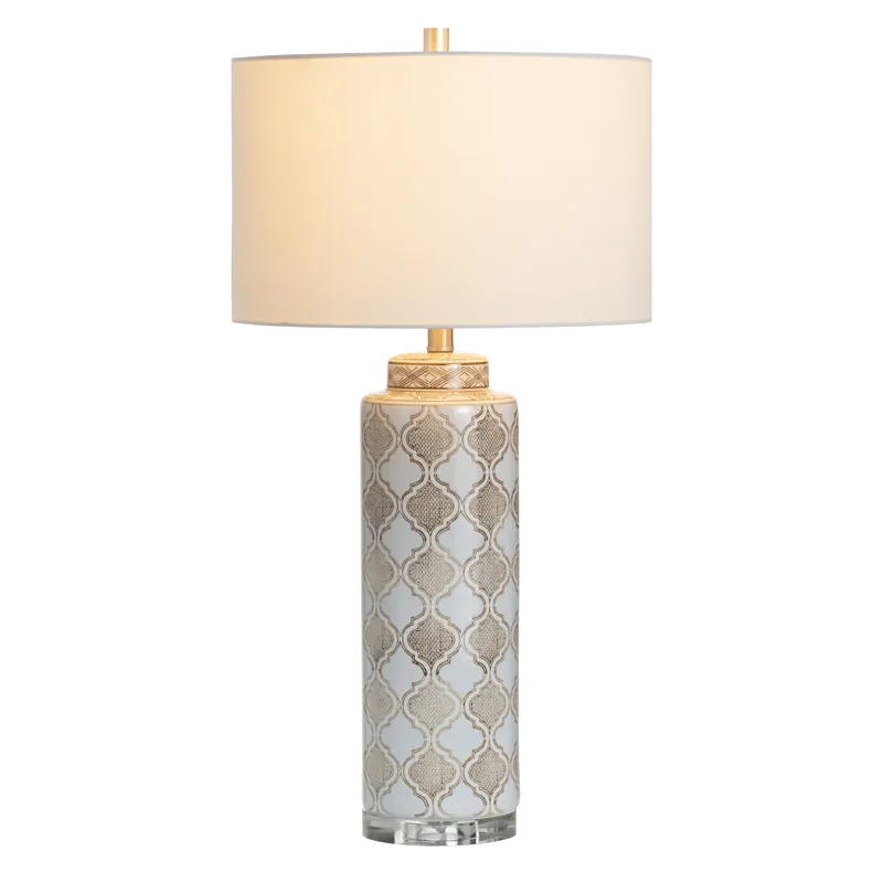 Set Of 2 Ceramic Table Lamp With Linen Shade